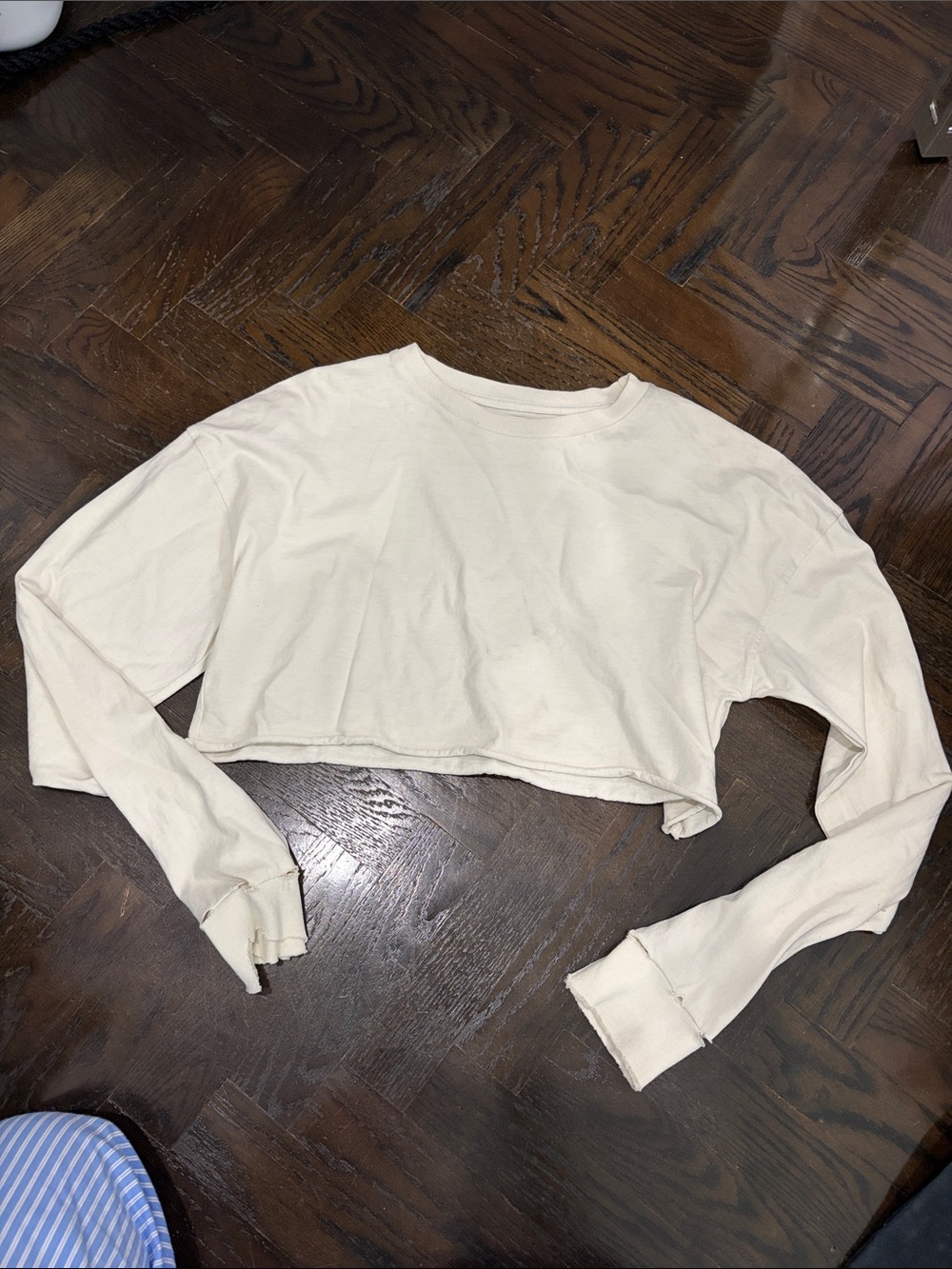 Joah Brown Cropped Long-Sleeve Top in Cream